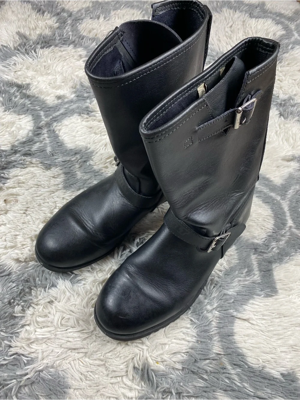 Bilt engineer custom  motorcycle Leather boots Black size 14 Mens